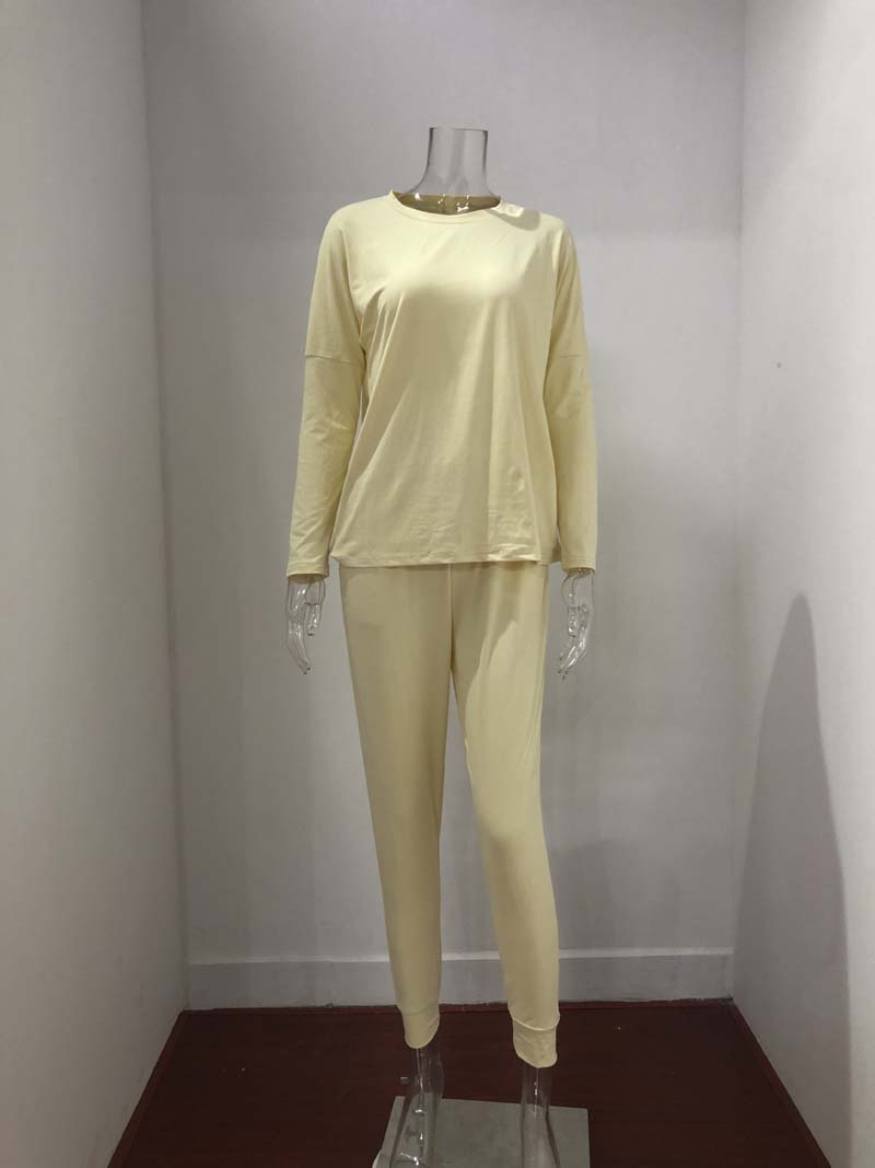 Cotton and Polyester O-Neck Pajamas Set