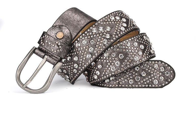 Women's Riveted Crystal Patterned Belt