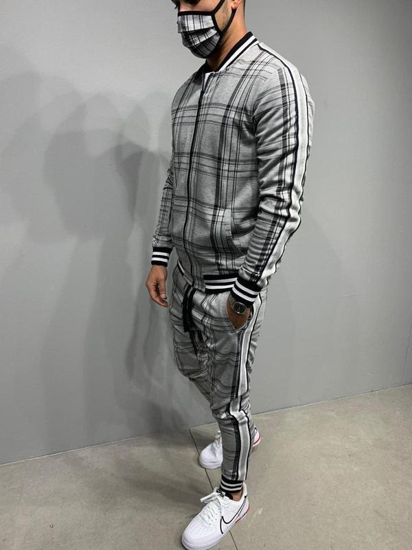 Men's Sport Plaid Jacket and Pants Set