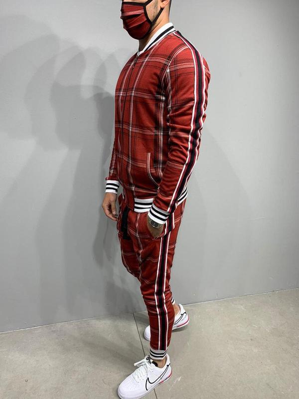 Men's Sport Plaid Jacket and Pants Set