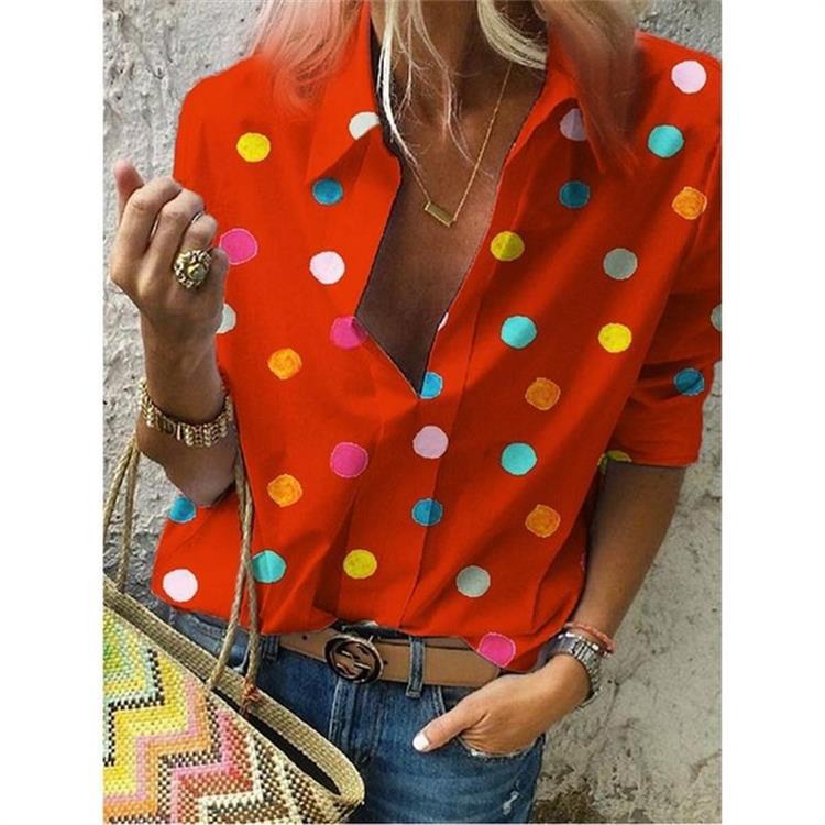 Women's Colorful Polka Dot Blouse