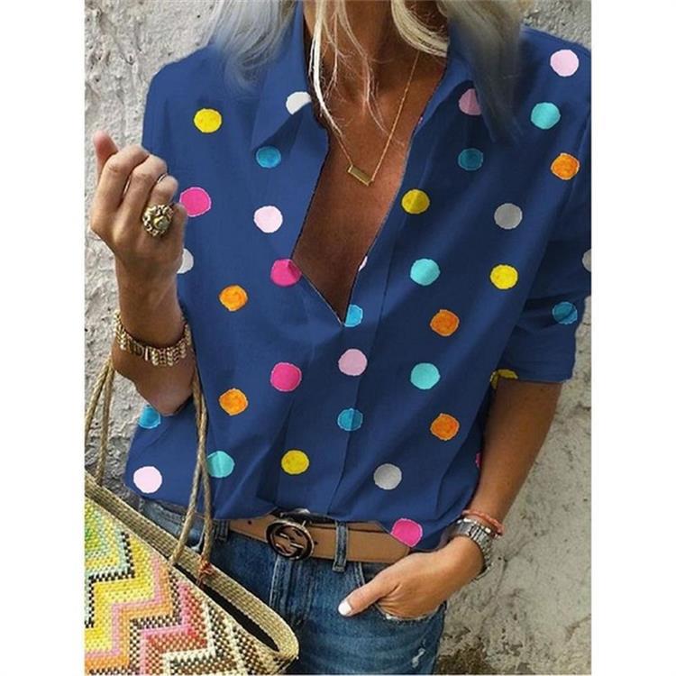 Women's Colorful Polka Dot Blouse